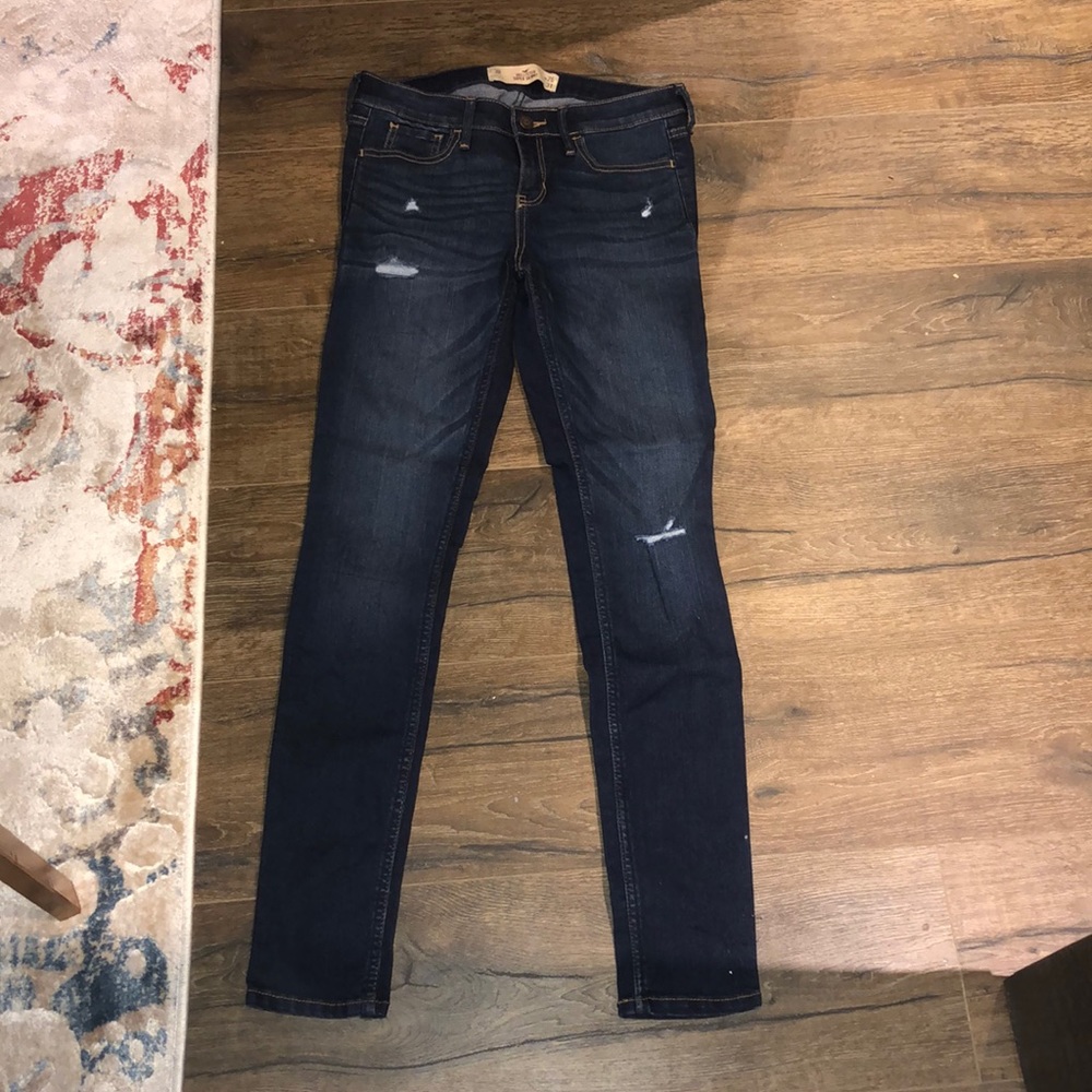 Hollister Dark Wash Skinny Jeans with Light Distressing